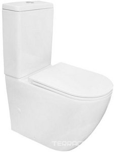 Унитаз пристенный, с бачком, безободковый с сиденьем микролифт в компл., система смыва Tornado, цв.белый Azario Grado AZ-2141UQ1