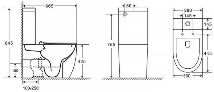 Унитаз пристенный, с бачком, безободковый с сиденьем микролифт в компл., система смыва Tornado, цв.белый Azario Grado AZ-2141UQ1