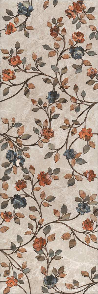 Керамическая плитка Kerama Marazzi Гран-Виа Декор цветы обрезной XX30x89.5 Бежевый, фото 4