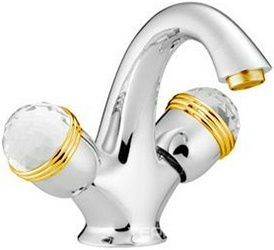 Смеситель для раковины, с д/к, (цв. хром/золото), Okay Swarovski XX