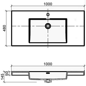 Раковина 1000x450x150мм, 1 отв.д/смесит., с переливом, (искусственный мрамор, цв.белый), BelBagno  BelBagno Marino BB1000/445-LV-MR-PR