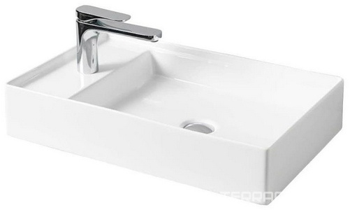 Раковина накладная на столешницу, прямоуг., 600х380хh115мм, с 1 отв.д/смесит., без перелива, реверсивн., (цв.белый),  ZZ ArtСeram Scalino SCL003 01; 00