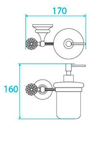 Дозатор настенный керамический, (цв.хром, Swarovski),  ZZ Cezares Olimp OLIMP-SOI-01-Sw