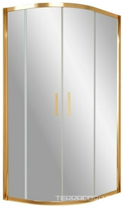 Душевое ограждение  90x100x1900 мм, полукруглое, ассиметричное, профиль золото, стекло шиншилла, БЕЗ поддона ZZ Vegas Glass ZS-F ZS-F 90*100 09 02