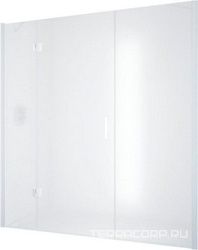 Дверь в нишу AFP-F 130x190 см, левая, одностворчатая распашная, с двумя неподвижными элементами, профиль белый, стекло сатин, покрытие BriteGuard, ZZ