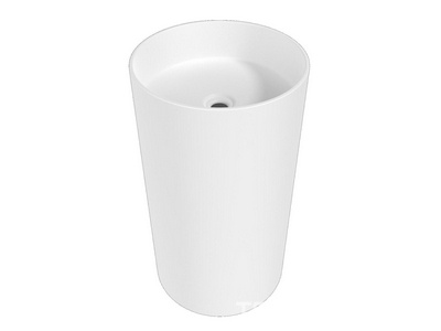 Раковина 450х450хh850мм, напольн, кругл, без отв.д/смес.и перел., литой камень S-Stone, матовый, донный клап.Up&Down цв.белый в компл.,  01 ZZ Salini Armonia 130111SM