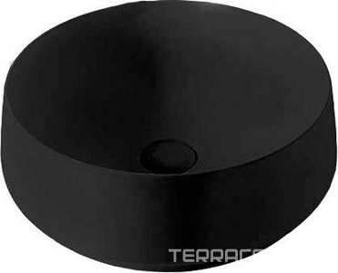 Раковина накладная на столешницу, круглая 43х43хh16см, без отв.д/смесит., без перелива, (цв.черный матовый),  ZZ Kerasan F10 460431