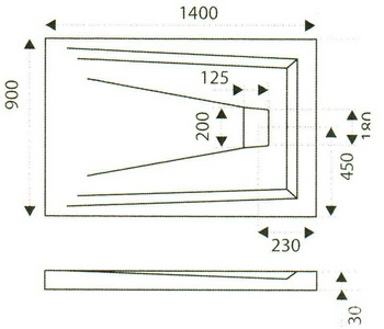 Поддон "" 140*90, прямоугольный, плоский, литьевой мрамор, без сифона, цв Грей ZZ Bas Атриум ЛП00043