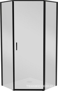Душевой уголок 900х900хh1950мм, 5-ти угольный, распашная дверь с 2 неподв.сегментами, правая/левая, (стек.прозр.5мм, фурнит.цв.черный мат),  ZZ BelBagno Uno-195 UNO-195-P-1-90-C-NERO
