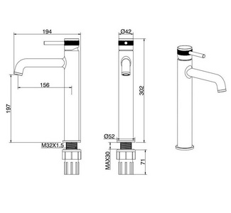 Смеситель для раковины, Высокий, без д/к, (цв.браш.никель),  ZZ Allen Brau Priority 5.31002-BN