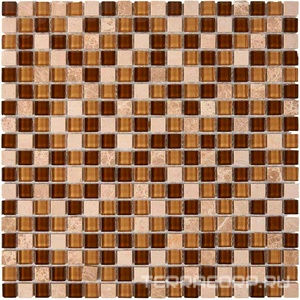 Мозаика Мастера Керамики Glass 737 из мрамора и стекла (чип 15x15) 30х30 n/a 