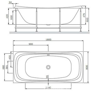Ванна акриловая 180х80 см (без каркаса, панели и сифона) ZZ AMPM Sensation W30A-180-080W-A