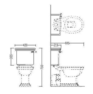 Чаша унитаза, без сиденья, для всех типов бачков, крепл. к полу в компл., цв. черный  ZZ Devon & Devon Westminster 2IBWCBWES