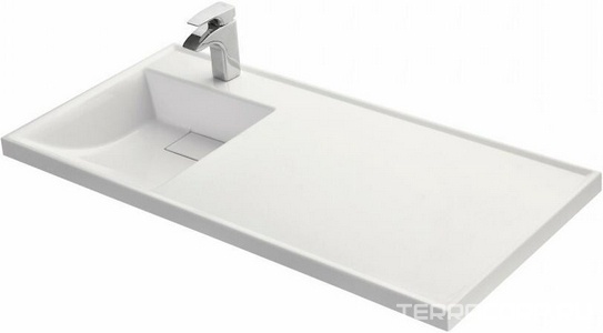 Раковина подвесная-накладная Лондри 105 белая,  чаша слева , цв. белый, ZZ Aquaton Сканди 1A72833KLH01L