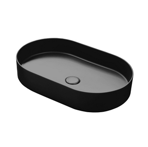 Раковина накладная на стол, овальная 60х38хh12,5мм, без отв.д/смес, без перелива и пробки слива, (цв.Gloss Black),  ZZ Ceramica Cielo Shui Comfort SHCOLAO60 (N) Gloss Black