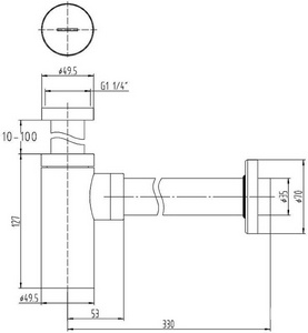 Сифон для раковины, 1 1/4, круглый, (латунь, сталь цв.черный матовый), Round  ZZ Allen Brau Priority 5.31025-31