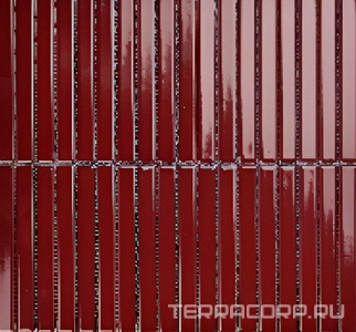 Мозаика Porcelain Mosaic Strip Mosaic 1.5х14.5 Y15F736  глянцевый 29.4х31.3 Красный 