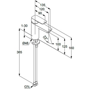 Смеситель для раковины, без донного клапана, цв. черный Kludi Pure&Style 402923975