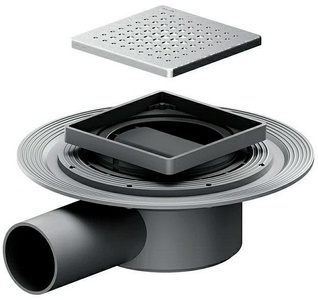 Душевой трап 10*10 см, комбинированный затвор, со стальной матовой решеткой AMPM Универсал W01BD-P11-010-01SB