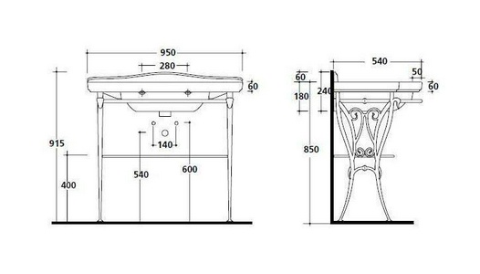 Структура напольная для раковины 95см, с полотенцедержателем и полкой-решёткой (металл цв. алюминий античный), крепёж в компл.,  ZZ Galassia Ethos 8455