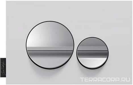 Клавиша двойного смыва для инсталляции, цвет /рамка белый мат, кнопки хром матовый + глянец ZZ Jacob Delafon Универсал E20859-CP-MTC