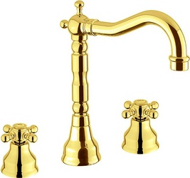 Смеситель для раковины на 3 отверстия, без д/к, (цв.золото), Revival ZZ
