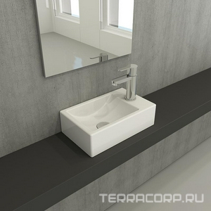 Раковина 37х23 cм, подвесная/накладная, отверстие под смеситель СПРАВА , цв.белый KL Berges SMALL 182010