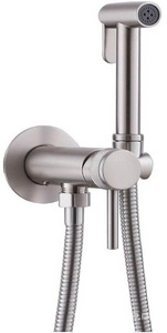 Смеситель совмещ. с гигиен. душем, (готовый к-т: лейка, шланг, скрытая часть), пластиковая вставка в держат.д/лейки, (цв.браш.никель),  3.0 Allen Brau Priority 5.31A29-BN