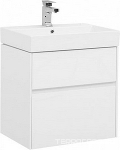 Тумба подвесная под раковину  60 белый, 495х436 мм,  БЕЗ раковины Sanovit (198206), 2 выдвижный ящика, цв. белый Aquanet Бруклин 203958