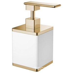 Дозатор жидкого мыла, настольный, крепеж в комплекте, белый/золото ZZ Boheme Venturo 10969-W-G