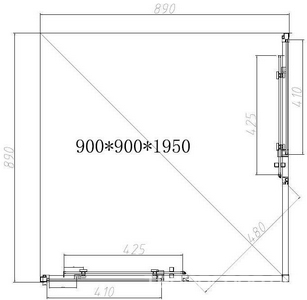 Душевой уголок 900х900хh1950мм, квадрат, (стекло прозрачное 6мм Easy Clean, фурн.цв.вороненая сталь),  ZZ Vincea Slim-N VSS-4SN900CLGM