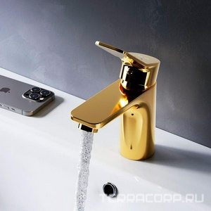 Смеситель для раковины , без д/к, цвет золото глянец ZZ AMPM X-Joy F85A02199