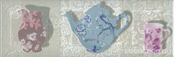 Керамическая плитка Absolut Keramika Monocolor 10x30 Decor Floral Tea 02 10x30 Комбинированный, фото 3
