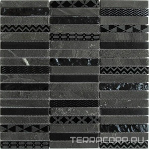 Мозаика Bonaparte Мозаика стеклянная с камнем Listone   (98x15x8) 30x30 Комбинированный 