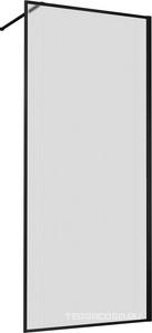Душевая перегородка 1000хh2000мм, правая/левая, (стекло рифленое 8мм Easy Clean, укорачиваемый кронштейн 1200мм, фурнит.цв.черный матовый), ZZ Vincea Walk-In VSW-1HP100FLB