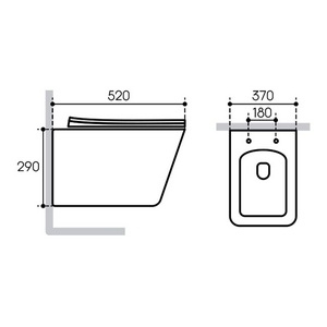 Компл.: унитаз подвесн.,безободк.,520х370мм, цв.белый глянц., сиденье с микролиф,,инстал. д/унитаза, крепёж, клавиша смыва Circulo цв.хром,  ZZ Aqueduto Macio AQDS009