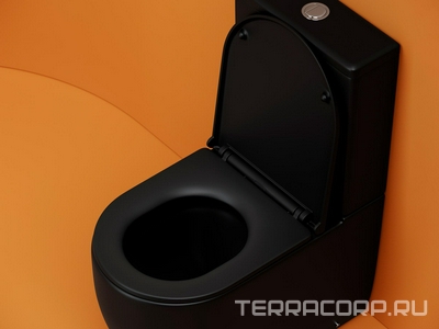 Напольная пристенная чаша унитаза METROPOL, смыв Торнадо, нижняя подводка, гор. выпуск, с крепежом и сиденьем  микролифт, цвет черный матовы ZZ Ceramica Nova Metropol CN4001T-BMB