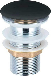 Донный клапан для сливного отверстия раковин без перелива, клик-клак, G 1 1/4, (металл, крышка керамика цв.черный матовый), Vincea ZZ Vincea Универсал DBS-316MB