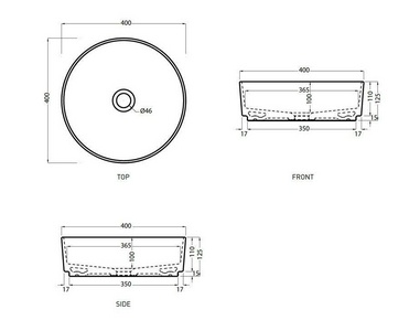 Раковина накладная на стол, круглая 40х40хh12,5мм, без отв.д/смес, без перелива и пробки слива, (цв.Lavagna),  ZZ Ceramica Cielo Shui Comfort SHCOLAT40 (LV) Lavagna
