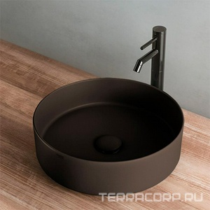 Раковина накладная на стол, круглая 40х40хh12,5мм, без отв.д/смес, без перелива и пробки слива, (цв.Lavagna),  ZZ Ceramica Cielo Shui Comfort SHCOLAT40 (LV) Lavagna