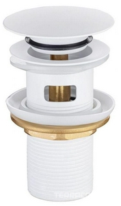 Донный клапан для сливного отверстия раковин с переливом, нажимной Clic-Clac, G 1 1/4, (металл цв.белый матовый),  ZZ Allen Brau Priority 5.31023-21