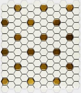 Мозаика Bonaparte Мозаика керамогранитная Babylon Gold matt (23x26x6) 26x30 Комбинированный 