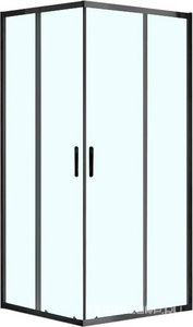 Душевое ограждение 1000*1000*2000мм, раздвижн.двери, БЕЗ поддона, прозрачное стекло, профиль черный, ZZ Azario MILTON AZ-ND1142 1000 Black