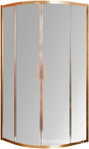 Душевой уголок (980-1005)x(980-1005)х1950 мм, 1/4 круга, (стекло прозр.Idrorepellente 6мм, фурн.цв.брашированное золото),  ZZ Cezares Molveno MOLVENO-R-2-100-C-BORO-IV