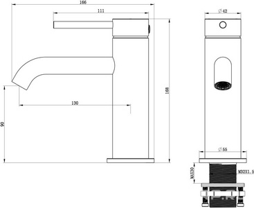 Смеситель для раковины, без д/к, (цв.матовое золото),  ZZ Oliveeka Y-LINE OL-88139017-BG
