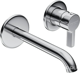 Смеситель для раковины , встраиваемый на два отверстия, однорычажный настенный, БЕЗ внутренней части, хром глянец, ZZ Kerama Marazzi LINEA 71028EKM.21.018