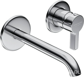 Смеситель для раковины , встраиваемый на два отверстия, однорычажный настенный, БЕЗ внутренней части, хром глянец, ZZ Kerama Marazzi LINEA 71028EKM.21.018