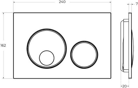 Кнопка двойного смыва для инсталляции подвесного унитаза, только для инстал. арт.BB-101-M.., (цв.оружейная сталь), Relax ZZ Cezares relax RELAX-BTN-GM