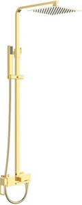 Смеситель для душа, со стационарным верхн.душем 25х25см., душевая лейка, шланг в компл., (цв. золото),  ZZ BelBagno Luce LUC-VSCM-ORO