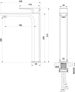 Смеситель для раковины, Высокий, без д/к, (цв.матовое золото),  ZZ Oliveeka D-LINE OL-239003-BG